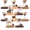 10 Pcs Espresso Martini Party Decorations A Tini Bit Older Birthday Honeycomb Centerpiece 7.87 Inch Espresso Martini Bow Decor Table Topper for Cocktail Bar Bachelorette Birthday Party Supply