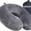 Travel Pillow 100% Pure Memory Foam Neck Pillow Airplane for Traveling,Car, Train,Napping,Traveling,Washable Cover (Grey)