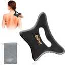 Full Body Bian Stone Gua Sha Tool and Facial Massage kit, Ergonomic Handle Guasha Scraping Tool for Neck/Arm/Back/Legs andtomach Masseger and Lymphatic Drainage & Cellulite(Black, Large)