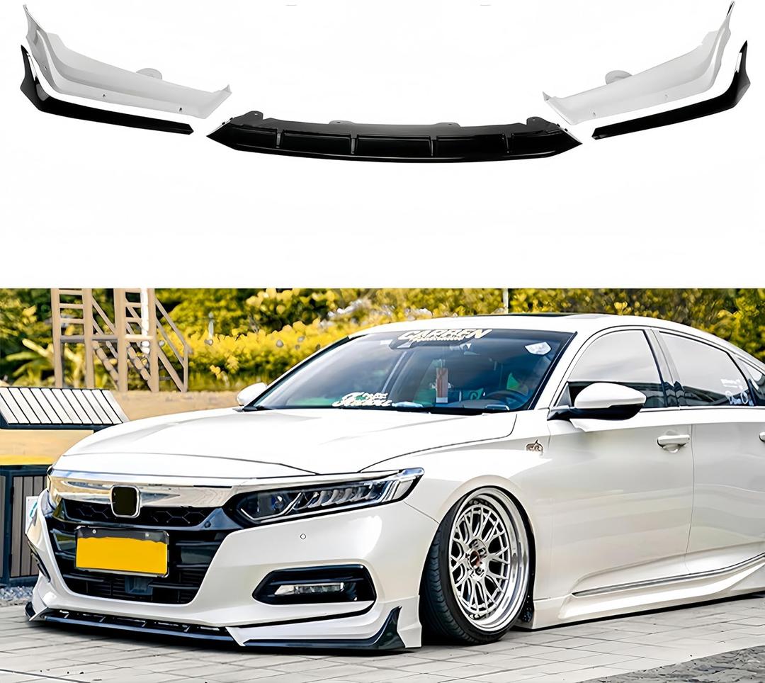 Front Bumper Lip Compatible with 2018-2020 Honda Accord, ACR JDM Style 5Pcs Air Dam Spoiler Splitter Chin Fits for EX EX-L LX SE Sport Touring Hybrid, Protection Body Kit (Platinum White Pearl)