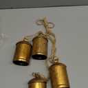4 Pcs Christmas Cow Bells, Large Vintage Gold Cowbells Decor with Jute Hanging Rope Decorative Bells for Home Door Knob Christmas Tree Garland Wreath Staircase Xmas Decorations