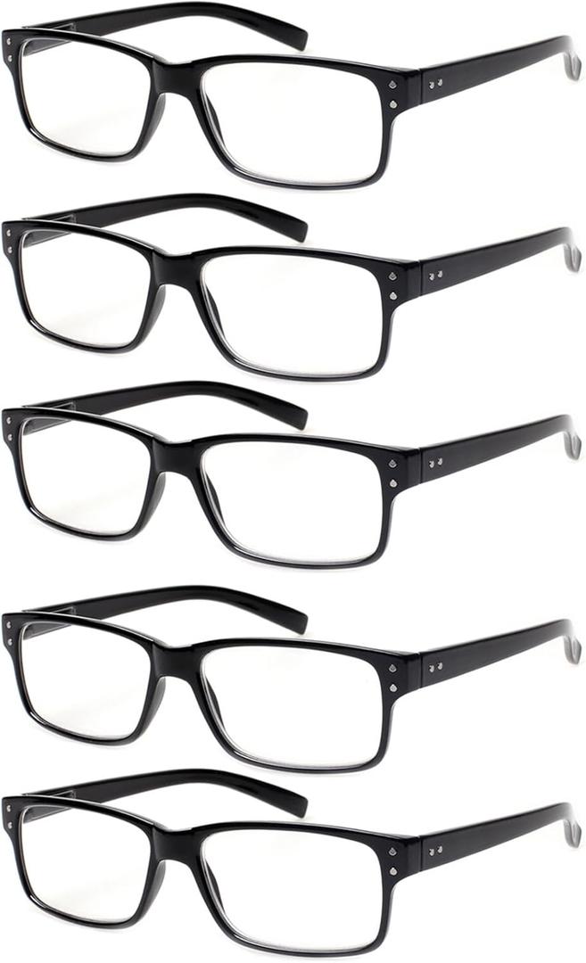 NORPERWIS Reading Glasses 5 Pairs Quality Readers Spring Hinge Glasses for Reading for Men and Women (5 Pack Black, 3.00)
