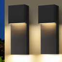 tewei Modern LED Outdoor Wall Sconce, 15'' 20W Outdoor Light Fixtures Exterior Wall Lights, Black LED Front Porch Lights Outside Wall Mount Lighting for House, Backyard, Warm White 3000K, 2 Pack