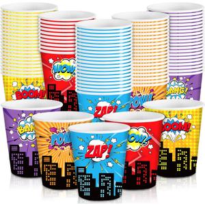 Maxcheck 100 Pcs 9 oz hero Cups Disposable Party Supplies Paper Colorful Fun Drinking Cups Birthday Party Favor Decorations