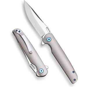 The pocket camping knife,Titanium Alloy Handle 3.2blade Folding Pocket Knife with clip