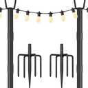 2 Pack 10FT String Light Poles for Outdoor Decor, Sturdy Light Pole with Fork, Adjustable Metal Posts for Outside Patio, Backyard, Deck, Garden, Party, Wedding