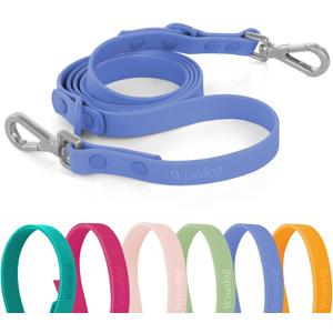 Wisedog Waterproof Dog Leash  5ft/6ft Adjustable with 2 Metal Swivel Hooks, Easy to Clean Dog Leashes for Small, Medium, Large Breed Dogs (Blue,S)