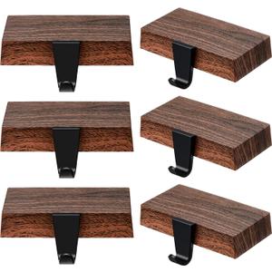 Zhengmy 6 Pcs Christmas Stocking Holders for Mantel Metal Hanging Hooks Stocking Hangers for Fireplace Xmas Party Decoration(Dark Wood)