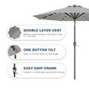 Tobeos 9FT Patio Umbrella with Solar Lights,Outdoor Market Umbrella with Tilt and Crank, LED Lighted Table Umbrella for Garden,Deck,Backyard,Pool,Beach