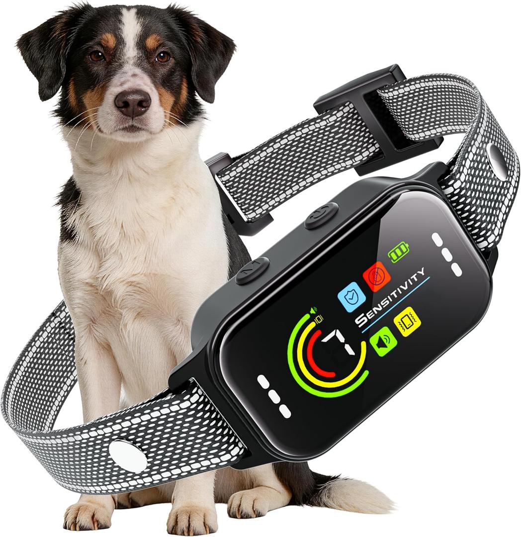 Dog Bark Collar, Auto Anti Barking Collar for Large Medium Small Dogs 11-120lbs, 7 Sensitivity Levels, 5 Safe Training Modes, Humane Bark Training Collar