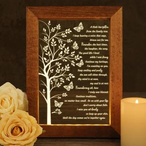 Sympathy Gift LED Lighted Acrylic Plaque Frame - Light up Memorial Picture Frame for Loss of Loved One, Memory Shadow Box with Light, Bereavement Condolences Grief Remembrance Funeral Butterfly (6.5'' x 9'', Butterfly Tree)