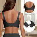 Jelly Wireless Push Up Bra for Women, Seamless Deep V Mesh Bralette, Comfortable Supportive T Shirt Bra No Wire (Black, L)