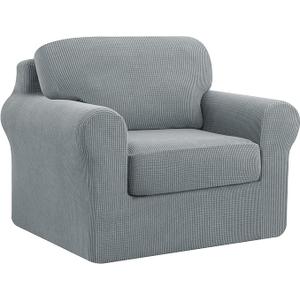 SUBRTEX Stretch Sofa Slipcovers, 3 Pieces Sofa Covers, Back Cushion Covers, Furniture Protector, Collection for Oversized Sofa, Loveseat or Chair, Slipcovers (Small, Grey)
