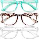 Blue Light Glasses for Woman Men | 99% Blue Light Blocking Glasses for Computer Gaming TV Phone Screen Square Frame | Anti Eyestrain & UV Glare Protection - 5 Pair (5 Pack Mix Color-8)