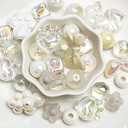 Niziky 100g Large Assorted Acrylic Beads for Crafts, 20mm White AB Color Butterfly Flower Heart Star Square Round Shape Loose Beads, Acrylic Beads for Keychain Makin Phone Charms DIY Crafts
