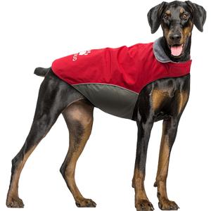 IREENUO Dog Raincoat, 100% Waterproof Dog Warm Jacket for Fall Winter, Rainproof Coat with Adjustable & Reflective Stripes for Medium Large Dogs (XL, Red)