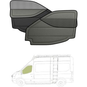 Front Door Window Covers(Pair) for Ram Promaster, 2014-current, Magnetic Insulated Blackout Window Sunshade, Foldable Design, with Bug Screen, 3 Season