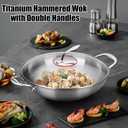 14 Inch Titanium Hammered Wok with Double Handles, Frying Pans Nonstick, Non-Stick Wok, Scratch-Resistant Non Stick Titanium Pans for Cooking,No lid