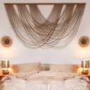 Large Macrame Wall Hanging Brown Die-Dyed 59.00" W x 31.00" L Boho Wall Decor Yarn Tapestry Craftsmanship Home Macrame Wall Decor