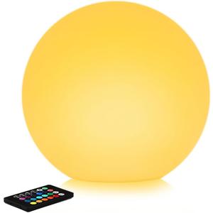 12 Inch Solar Glowing Ball Light Outdoor, Solar Garden Globe Light w/Remote, RGB Color Changing Waterproof Large LED Orb Lights, Landscape Lighting Mood Lamp w/Ground Stake for Patio Yard Lawn Path