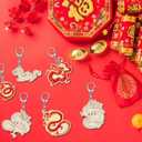 24 Pcs Chinese New Year Dragon Craft Color Your Own Keychains DIY Craft Wooden Blank Keychains for Sunday School Classroom Home Active Party Favors Gifts, 12 Styles