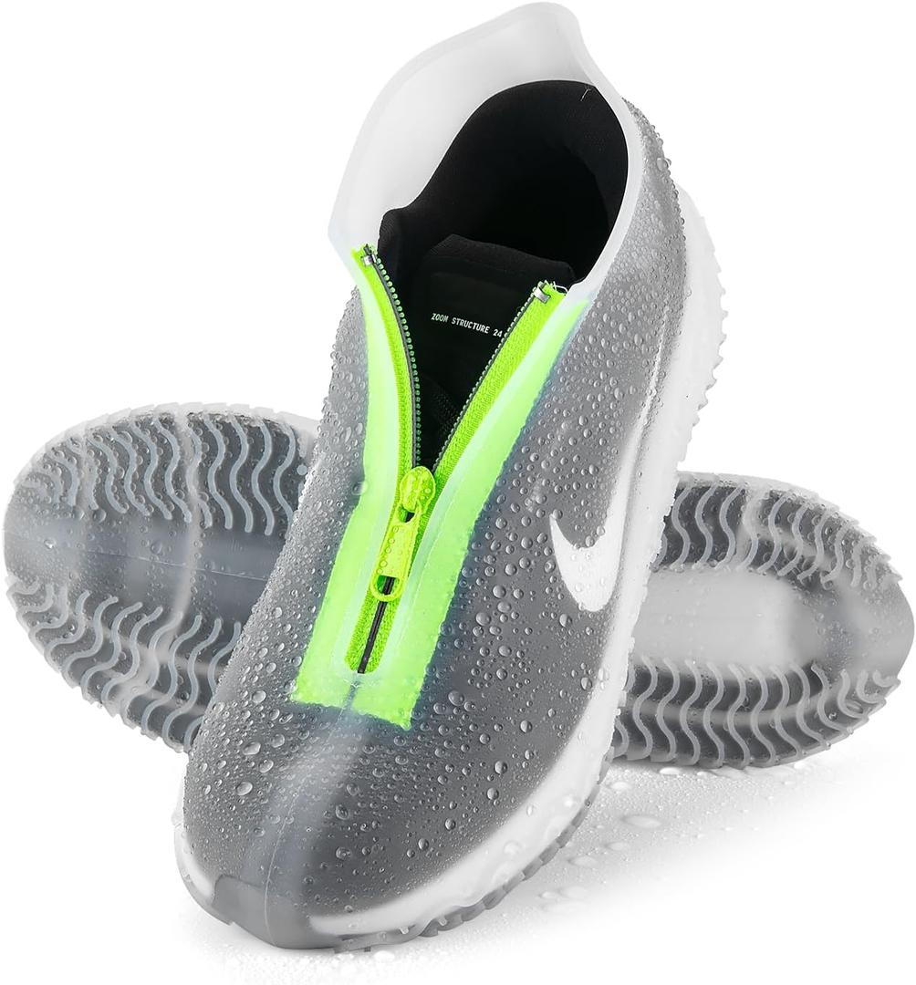 HTHOY&GOWY Shoe Covers Waterproof Silicone Rain Overshoes for Kids Men and Women (L(Women 7.5-10.5,Men 6.5-9), Transparent)