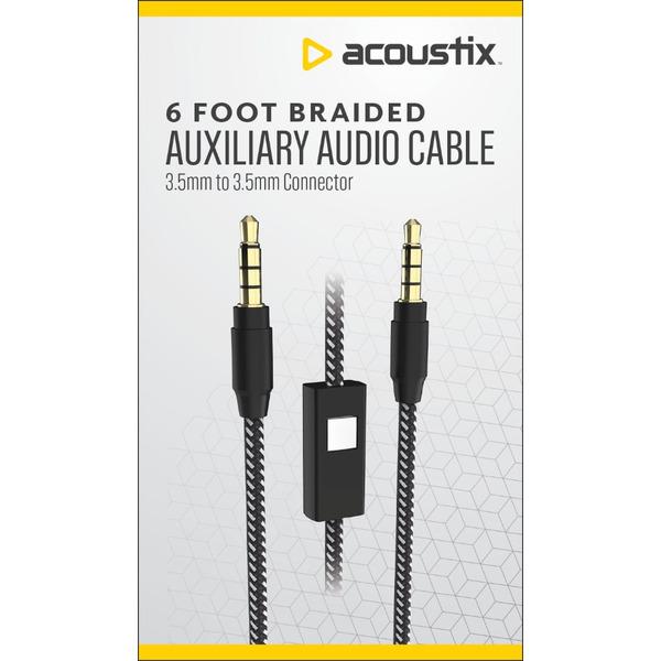 Acoustix Braided Auxiliary Audio Cable 3.5mm To 3.5mm Connector - 6 Foot