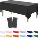 Kopokita 2PCS Black Plastic Tablecloths 54 x 108 Inch, Disposable Table Cloths Rectangle Party Table Covers