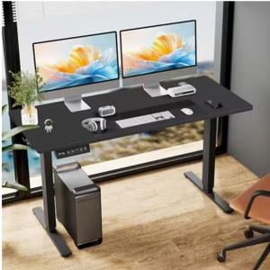 63 x 24 in. Electric Black Adjustable Height Rising Standing Desk with 3 Splice Board Desktop, 2 Hook & Wire Hole