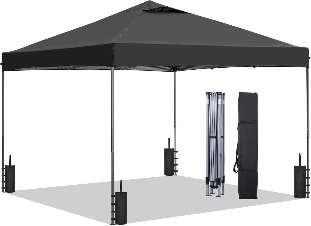 GDY 10'x10' Pop Up Canopy Tent, Patio Gazebo, Outdoor Canopy for Events, Parties, Camping,Garden,Black.