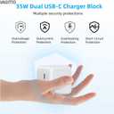 35W Dual USB C Port Compact Power Adapter, Compatible with iPhone 16/15/14, MacBook Air, iPad, Air Pods, Foldable Type C Wall Charger Plug, Includes 6.8Ft C to C Cable