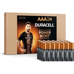 Duracell x Messi Limited Edition Coppertop AAA Alkaline Batteries with Power Boost Ingredients, 28 Count (Pack of 1), Long-Lasting Alkaline in Re-closable Pack for Quick Access and Organized Storage