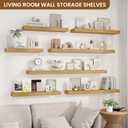 fuqing Floating Shelves for Wall, Wall Mounted Wood Floating Shelf with Invisible Brackets for Living Room, Bathroom, Bedroom, Kitchen Storage and Decor, 36 Inch Set of 2, Oak, 36"w X 6.5"d , 2 Pack