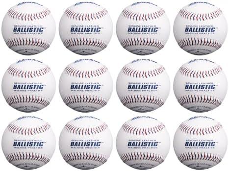 Baden Ballistic Leather Pitching Machine Baseballs | Durable Leather Construction for Consistent Performance, 11-Pack