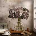 Coffee Brown 8 Pcs 18 Inch Hydrangea Artificial Flowers Faux Hydrangea Flowers with Stems Fake Bouquet Bulk Realistic Floral for Fall Thanksgiving Home Table Christmas Indoor Decoration