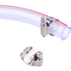Soft Braided PVC Tubing - 1/2" x 3/4" OD High Pressure Clear Flexible PVC Tube Reinforced Vinyl Hose for Water, Oil with 2pcs Hose Clamps (25Ft)