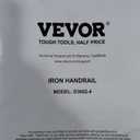 VEVOR Outdoor Stair Railing, Fits for 1-5 Steps Transitional Wrought Iron Handrail, Adjustable Exterior Stair Railing with Fence, Handrails for Concrete Steps with Installation Kit, Matte Black