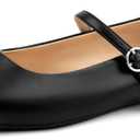 Women's Flats Mary Jane Ballet Flats for Women Classic Square Toe Women Shoes Dressy Comfort Ankle Strap Flats for Women (6, Black)