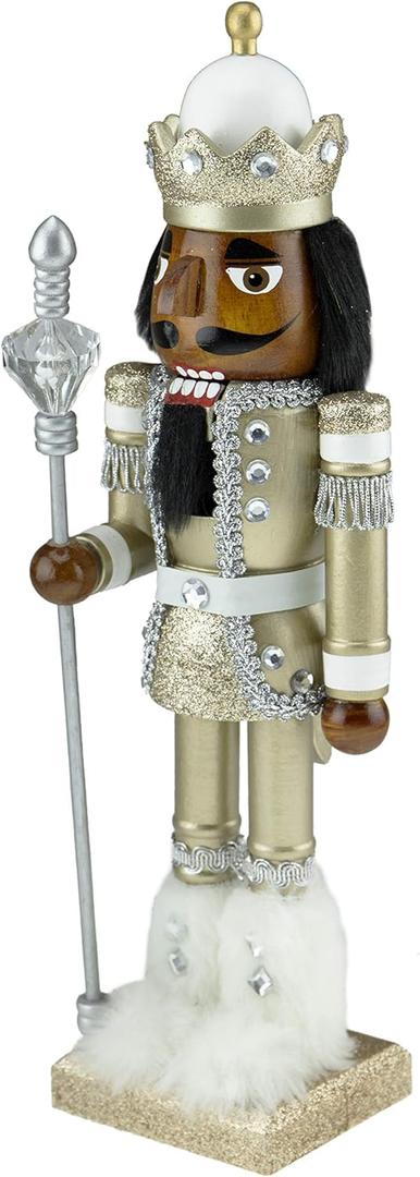 Clever Creations African American Gold King 14 Inch Traditional Wooden Nutcracker, Festive Christmas Dcor for Shelves and Tables