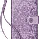 Wallet Case for iPhone 15,[RFID Blocking] 3 Card Holder Stand with Credit Card Slot PU Leather Magnetic Protective Flip Cover for iPhone 15 (Light Purple)