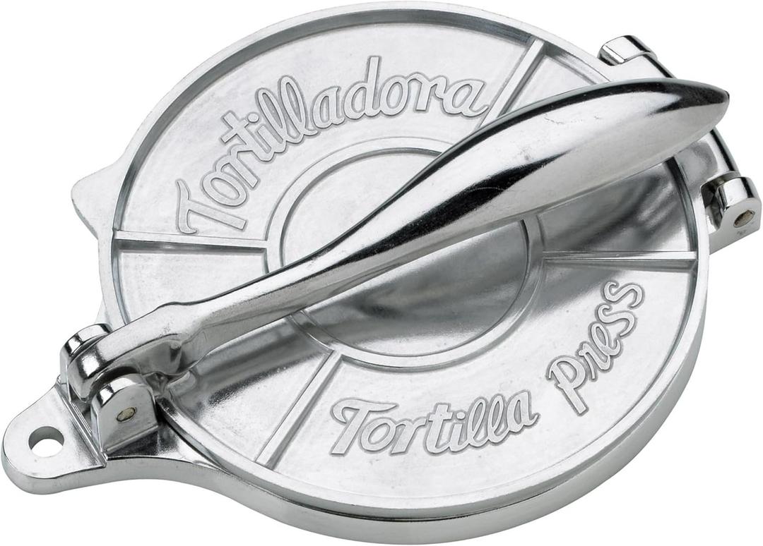 HIC Kitchen Taco Making Tools, Tortilla Press, Heavyweight Aluminum, Forms 6-Inch Tortillas and Artisan Flatbreads