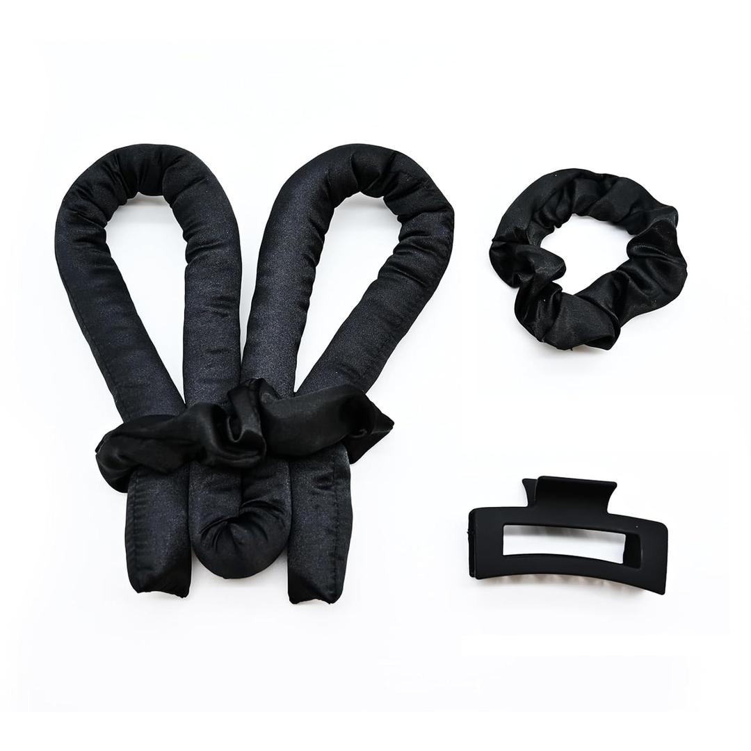 Heatless Hair Curler Set, Satin Hair Rollers to Sleep In with 2 pcs Scrunchies and 1 pc Clip,No Heat Curlers Curling Rod Headband for Women & Girls