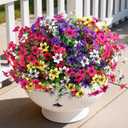 Homsunny Artificial Fake Flowers for Outdoor Spring Decoration, 12 Bundles Faux Plants Silk Daisy Bulk UV Resistant Realistic for Outside Porch Patio Balcony Planter Yard Garden Home Decor(Mixed 2)