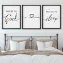 Set of 3 Framed Farmhouse Give it to God and Go to Sleep Signs 11x14 Above Bed Wall Decors for Bedroom Wood Signs (Black)