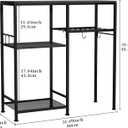 Consumest Microwave Stand, Adjustable Coffee Bar Cabinet, Multifunctional Pan Organizer with 6 Hooks and 3 Shelves, Bakers Rack for Shovel, Pots, Fruits, Vegetables, Grey & Black