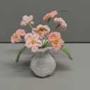 Handmade Crochet Flowers, 5 Inches Small Potted Plants, Knitted Desk Decorations for Home Office Decor (Forget-Me-Not)