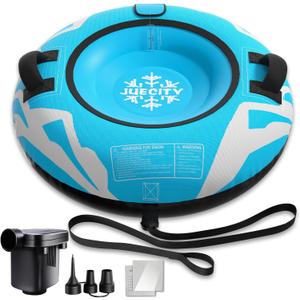 Snow Tube for Sledding Heavy Duty, 44" Inflatable Snow Sled Innertube with Air Pump & Premium Canvas Cover for Kids Adult with Thickened Bottom, Towable Rope – Winter Fun Toys for Boys Girls