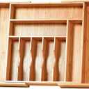 Umilife Extra Large Expandable Kitchen Siverware Utensils Drawer Organizer, 19" Deep for Big Drawer, Adjustable Bamboo Wood Drawer Divider with Curved Grooves, Cutlery Tray Flatware Holder