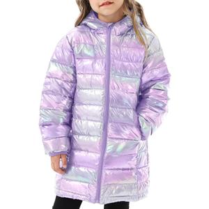 Cutemile 4-12 Years Girls Winter Jacket Long Puffer Coat Water Resistant with Hooded (Purple)