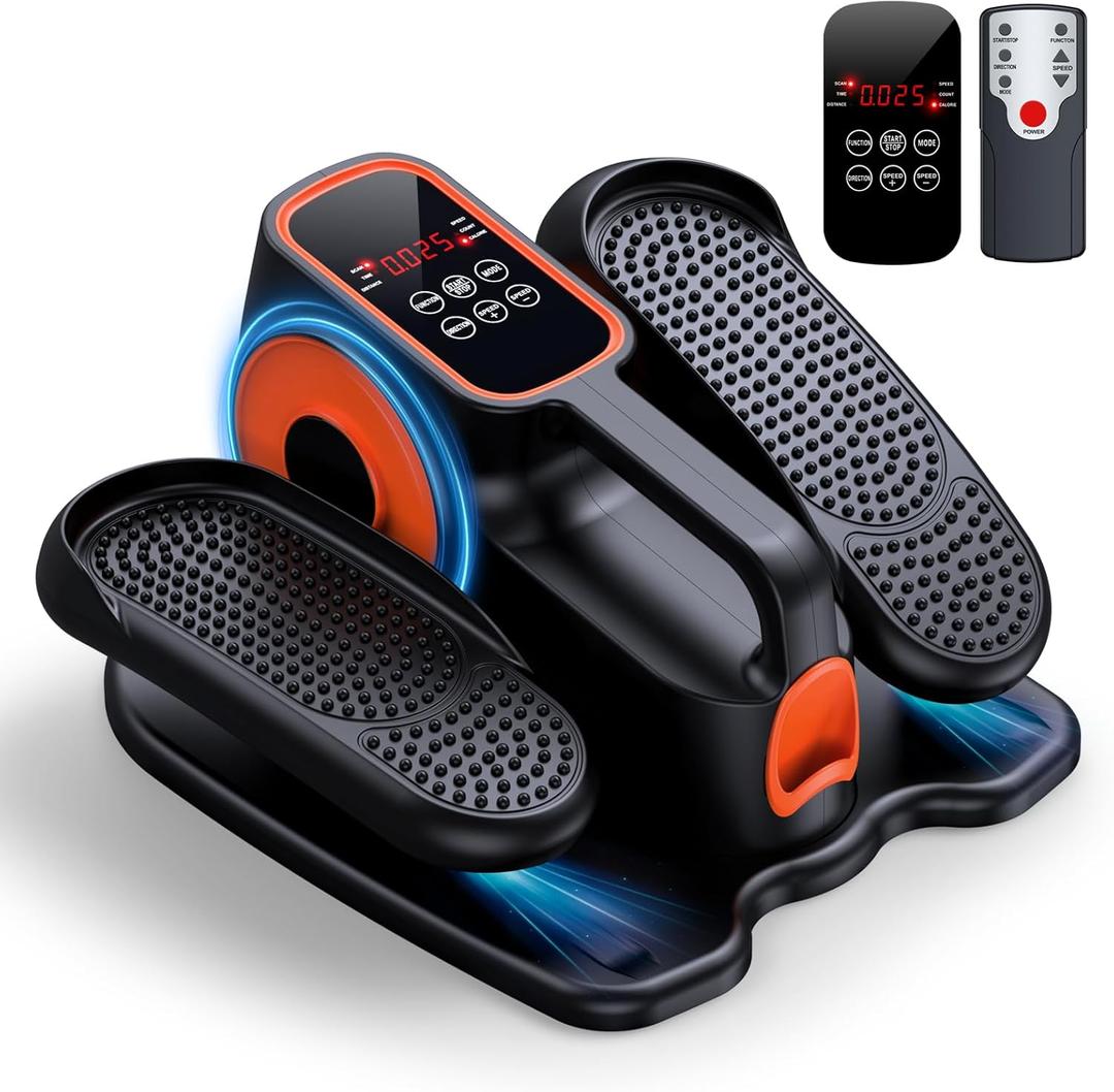 Under Desk Elliptical, Ellipse Leg Exerciser While Sitting for Seniors, Quiet Portable Electric Seated Pedal Exerciser with Remote Control and 12 Adjustable Speeds for Home Office (Small)